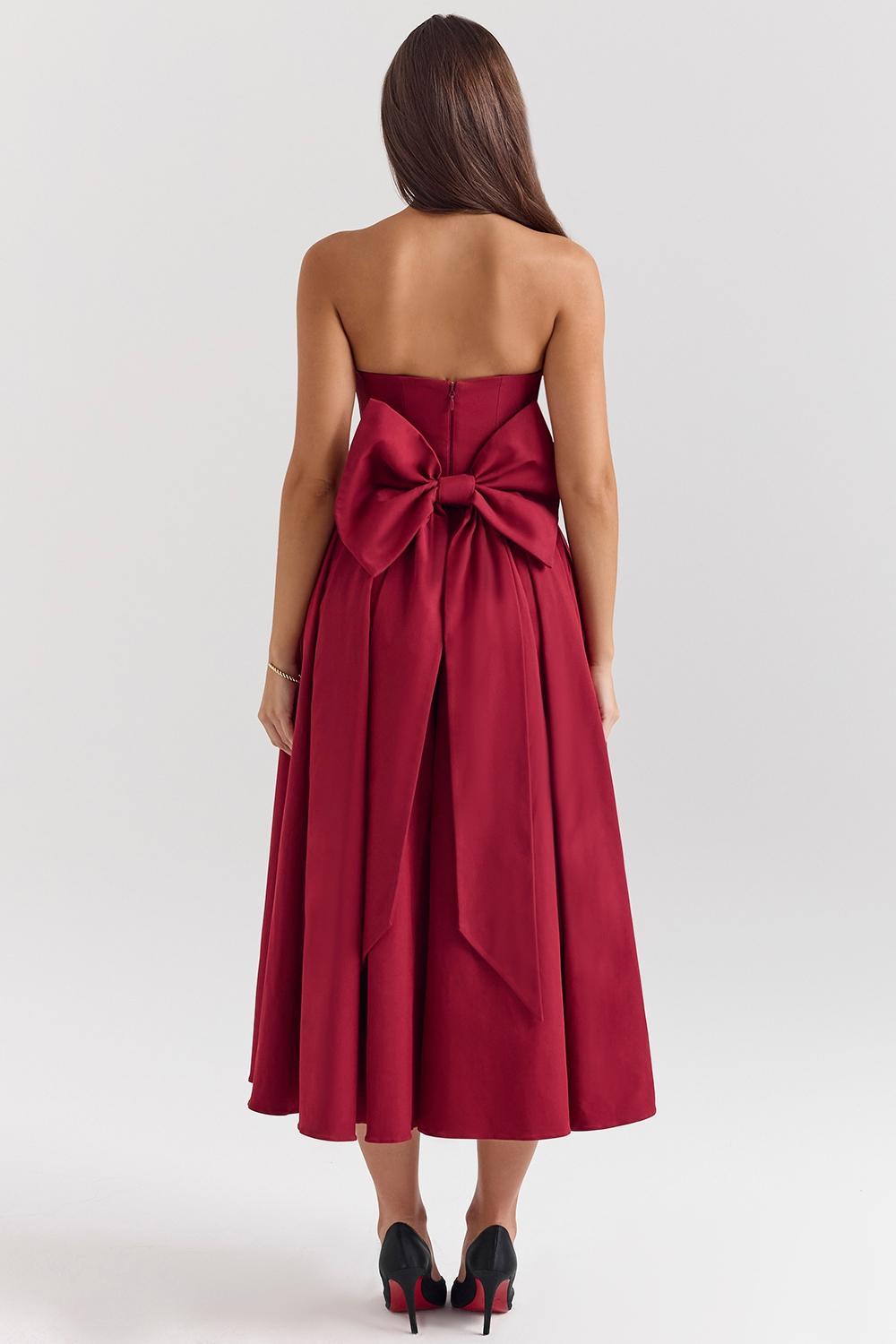 Pandora  berry strapless detachable bow midi dress Product Image