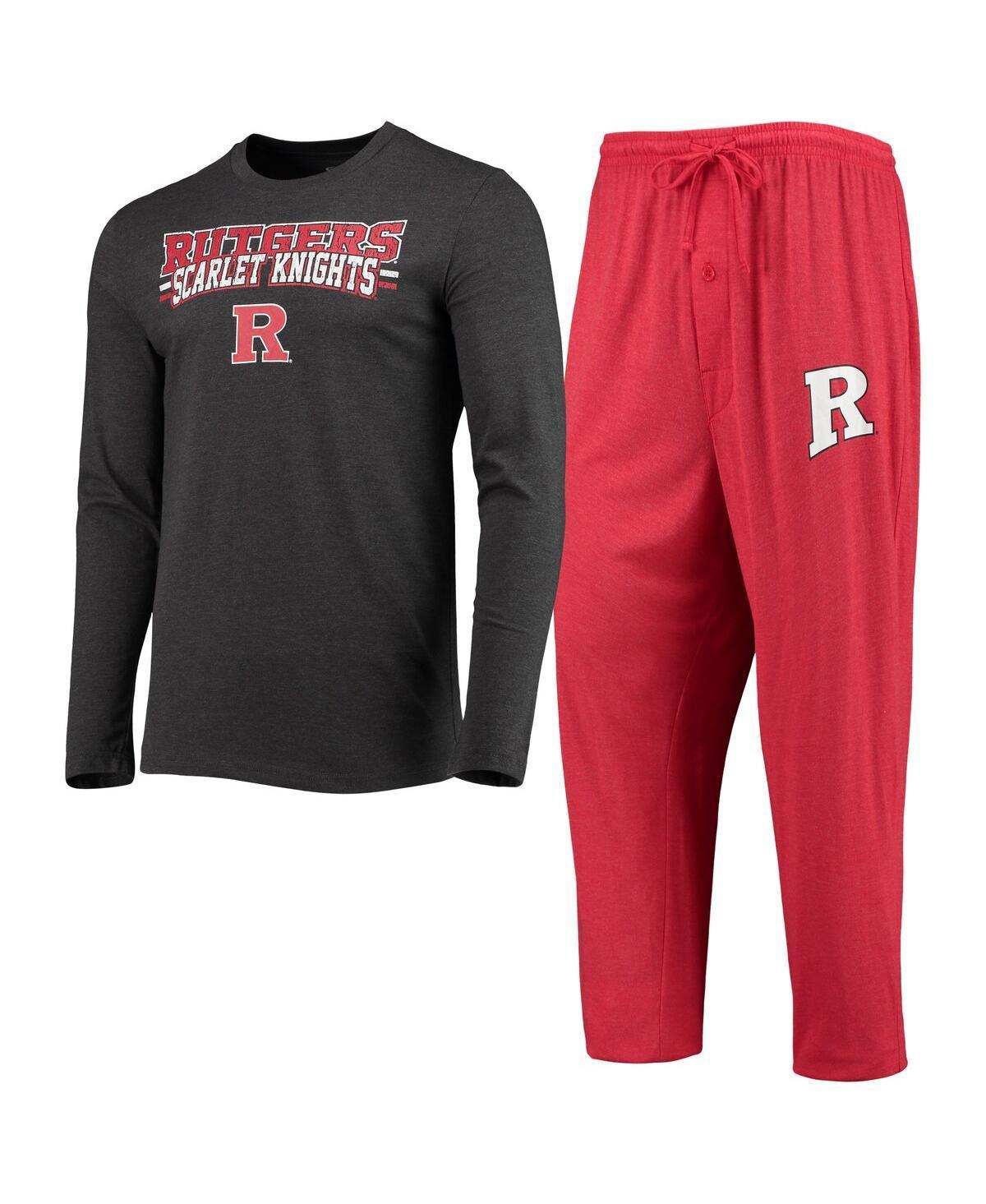 Mens Concepts Sport Scarlet/Heathered Charcoal Rutgers Scarlet Knights Meter Long Sleeve T-Shirt & Pants Sleep Set Product Image