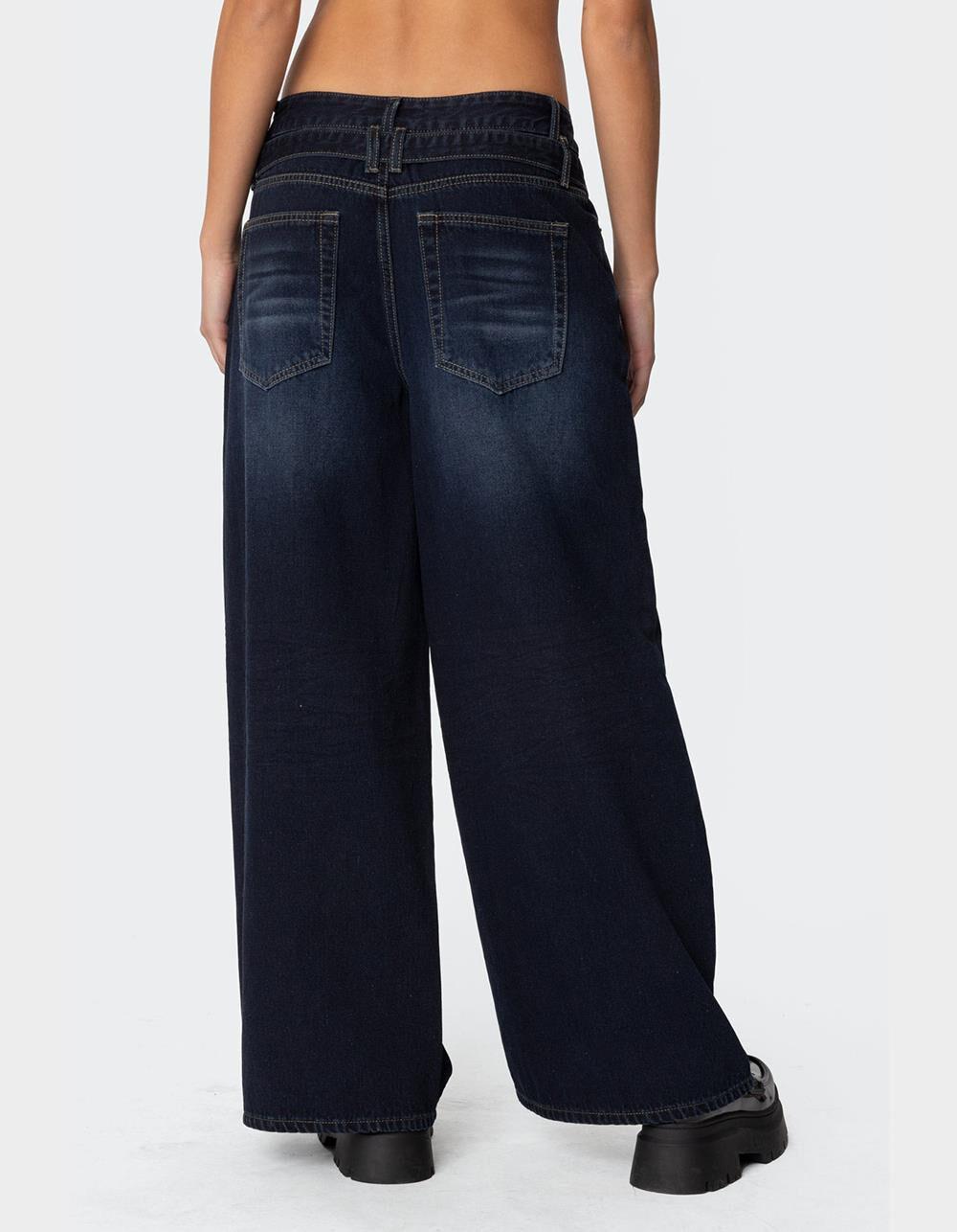 EDIKTED Super Baggy Belted Low Rise Jeans Product Image