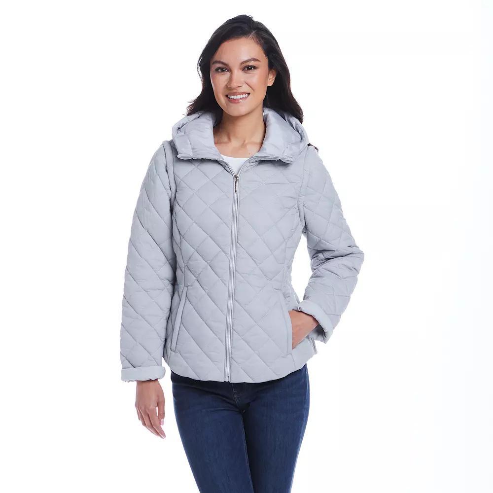 Women's Weathercast 2-in-1 Quilted Hooded Jacket with Zip Off Sleeves,  Product Image