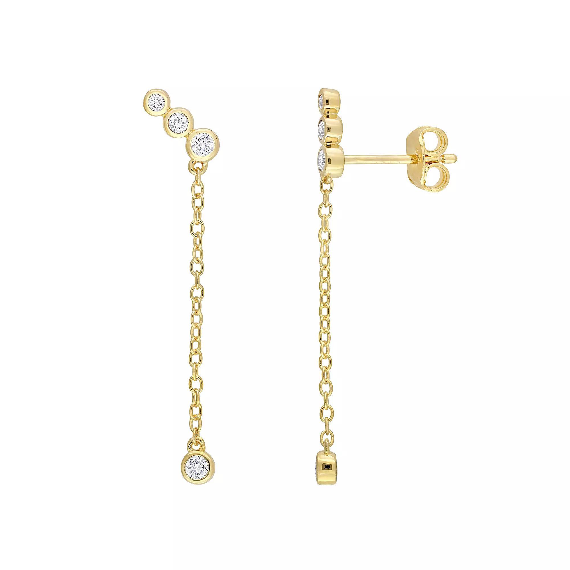 Stella Grace 18k Gold Over Sterling Silver 1/5 Carat T.W Lab-Grown Diamond Dangle Earrings, Women's, 18k Gold Plated Product Image