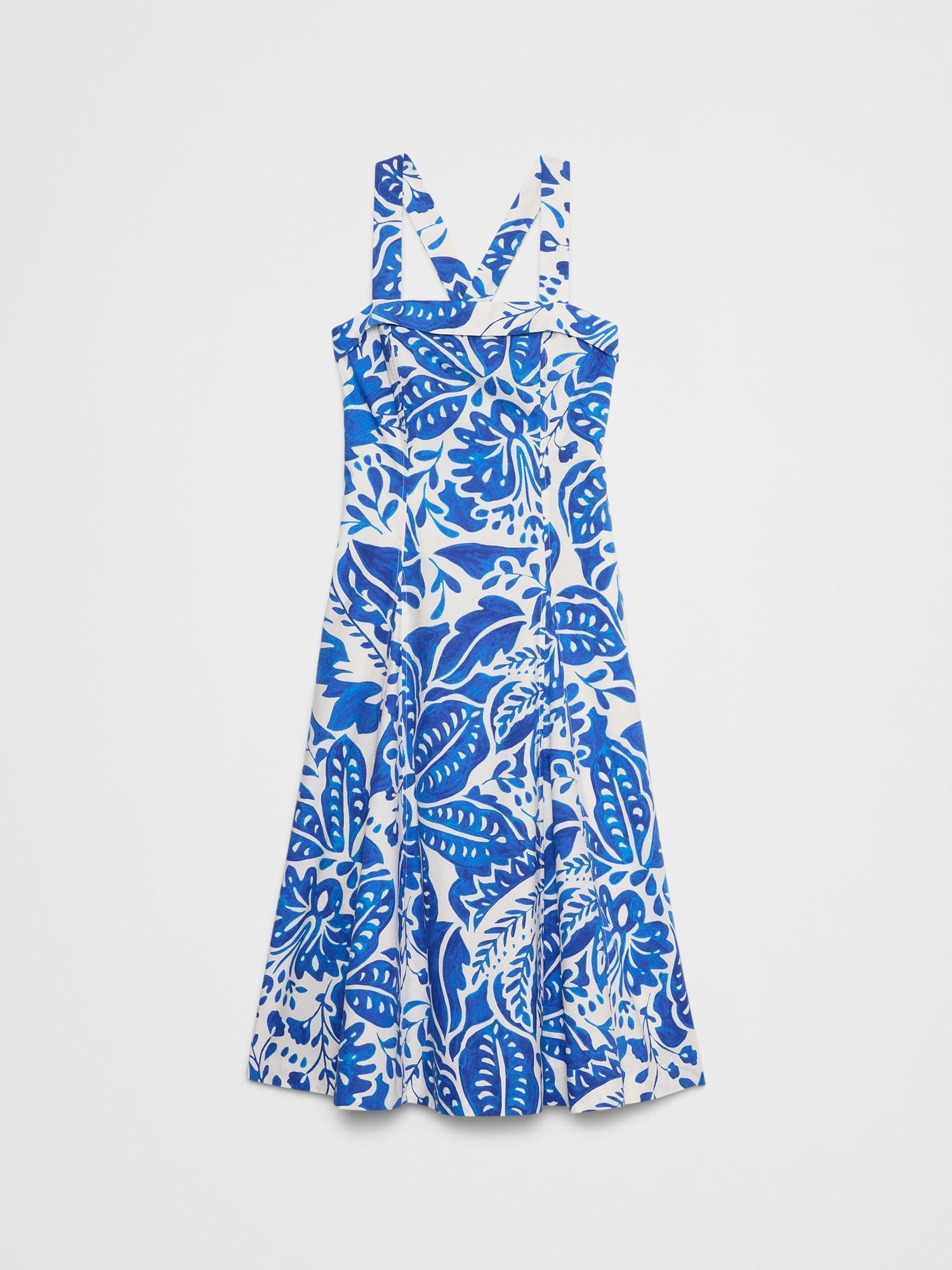 Poplin Cross-Back Midi Dress Product Image