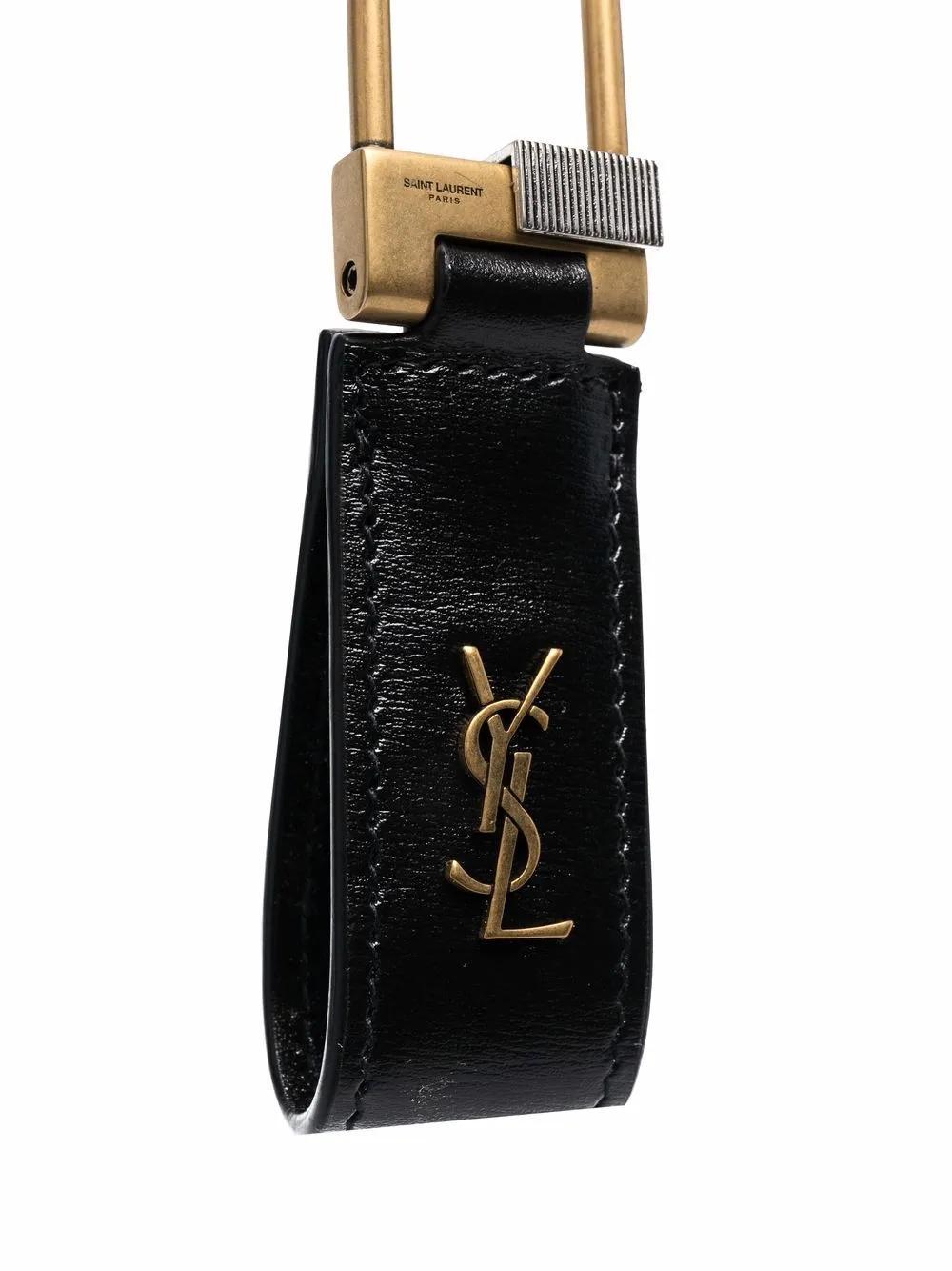 SAINT LAURENT Logo Plaque Keyring In Schwarz Product Image