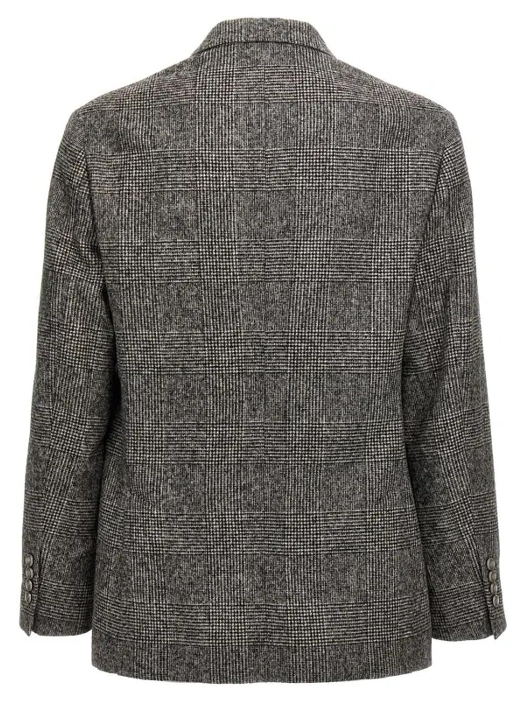 BRUNELLO CUCINELLI Check Single-breasted Blazer In Gray Product Image