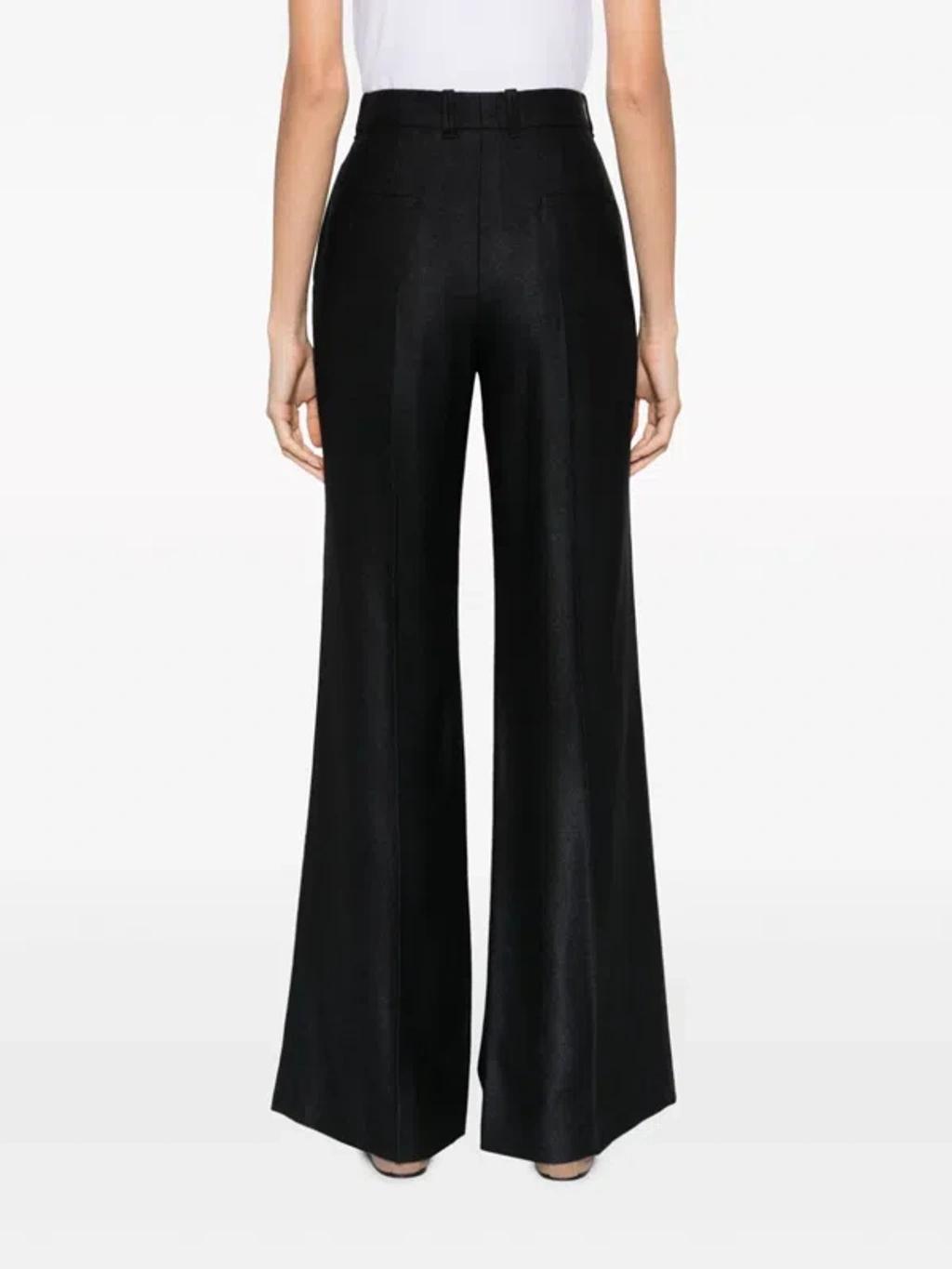 CHLOÉ Sophisticated Black Wool And Silk Flared Trousers For Women Product Image