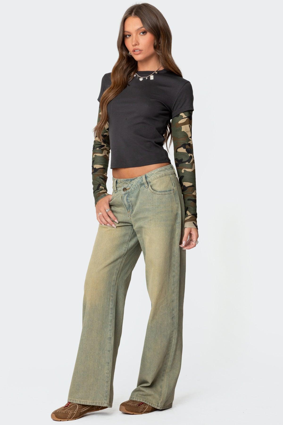 Camo Layered Long Sleeve T Shirt Product Image