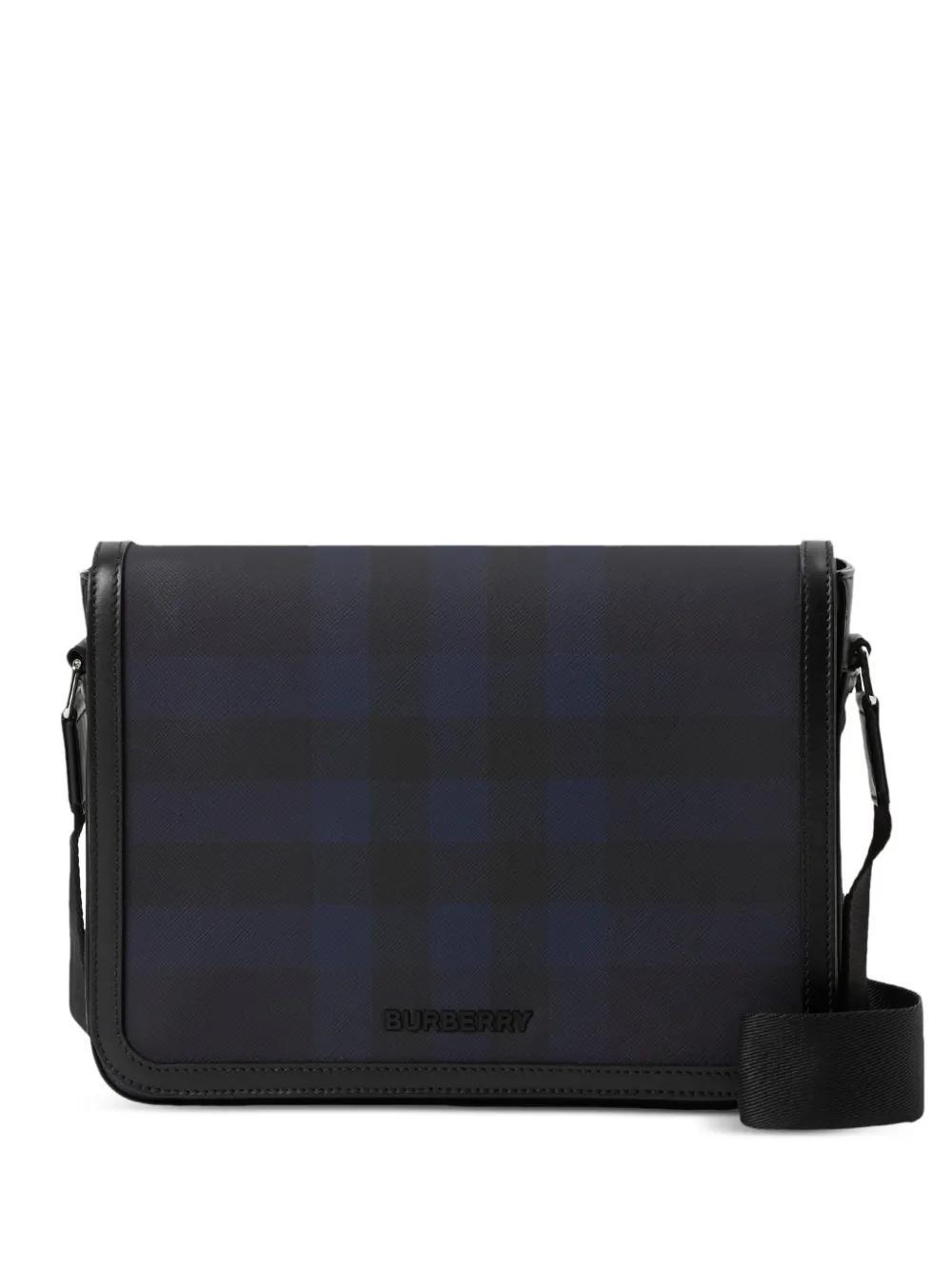 BURBERRY Alfred Check-print Messenger Bag In Navy Product Image