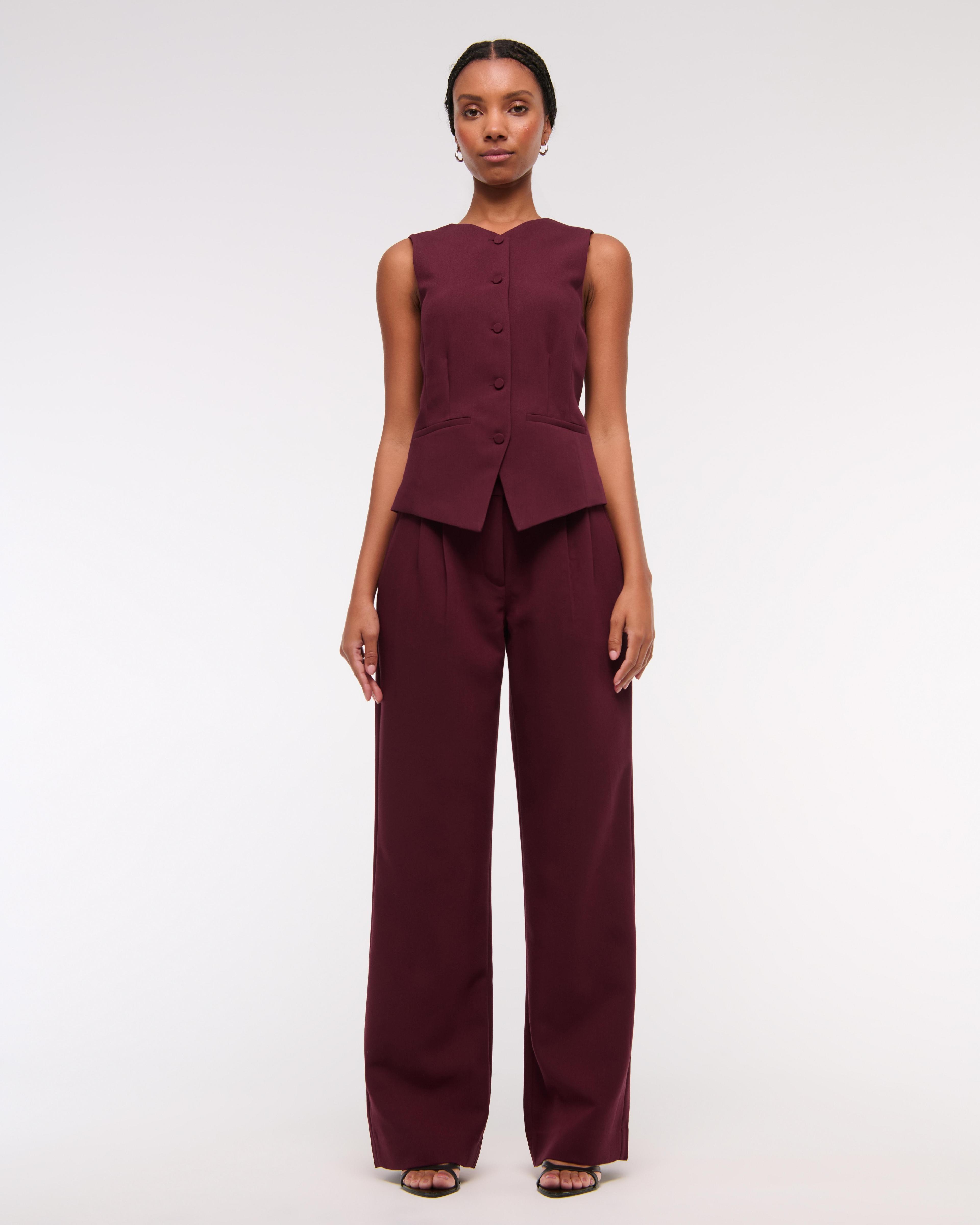 Curve Love A&F Sloane Low Rise Tailored Wide Leg Pant Product Image