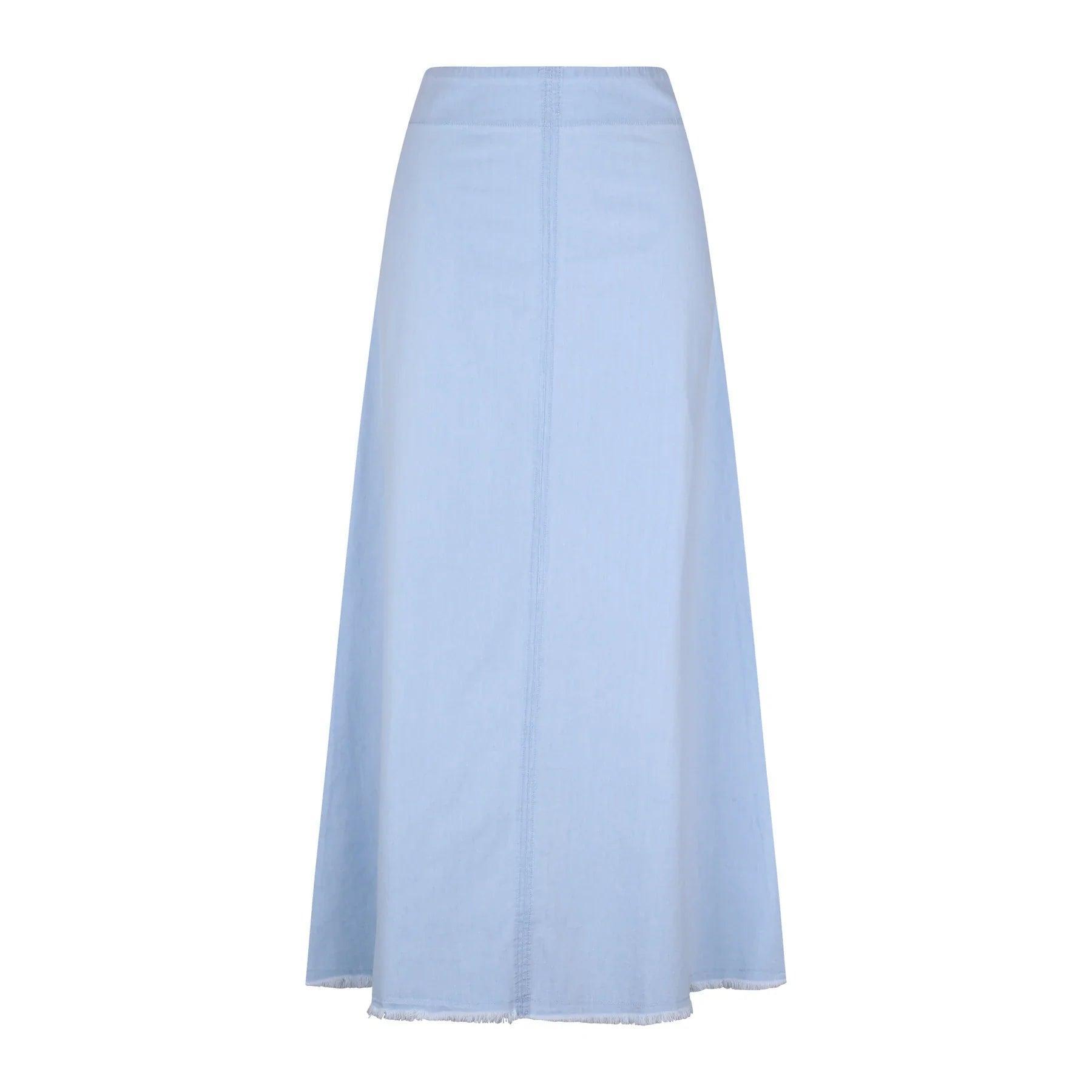 Parni Fringe Denim Midi Skirt Product Image