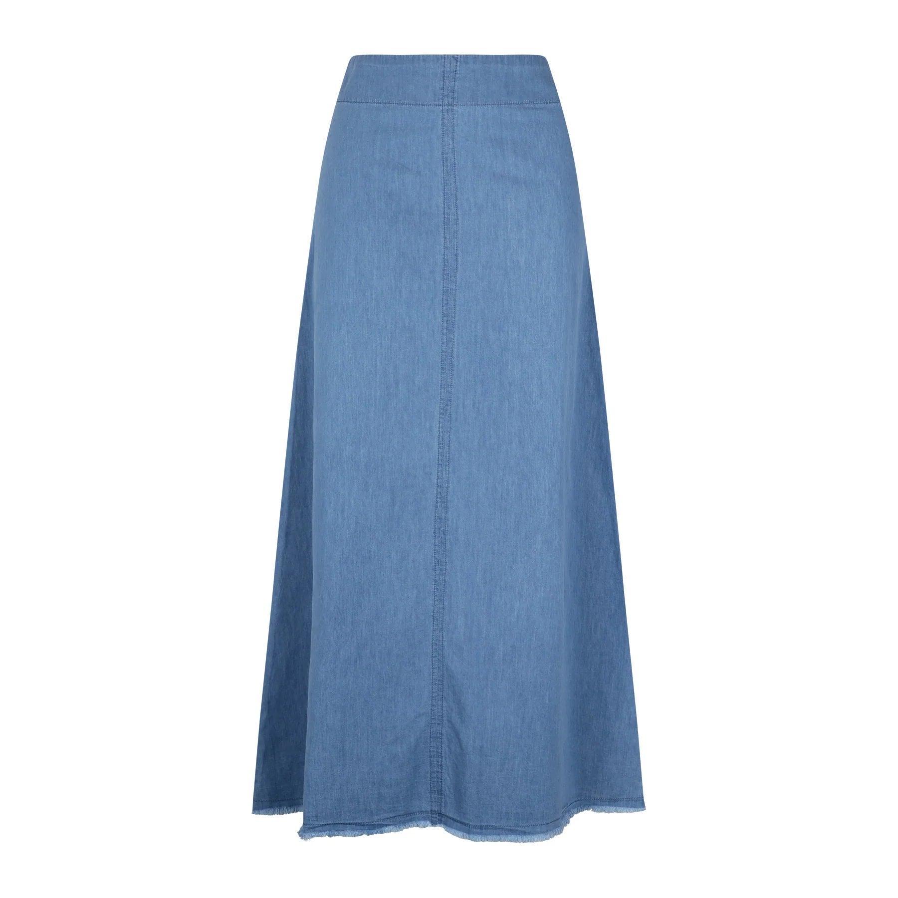 Parni Fringe Denim Midi Skirt Product Image