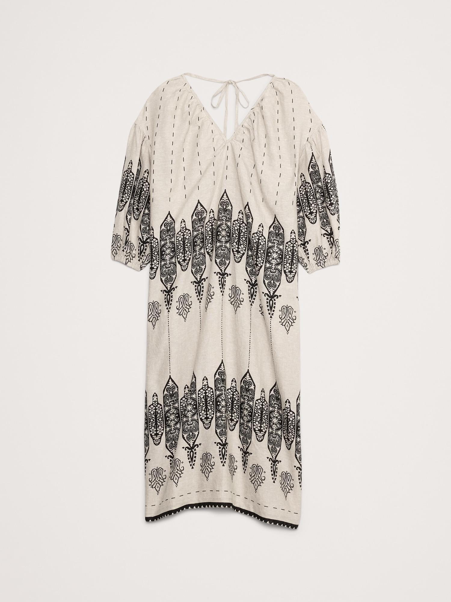 Linen V-Neck Maxi Dress Product Image