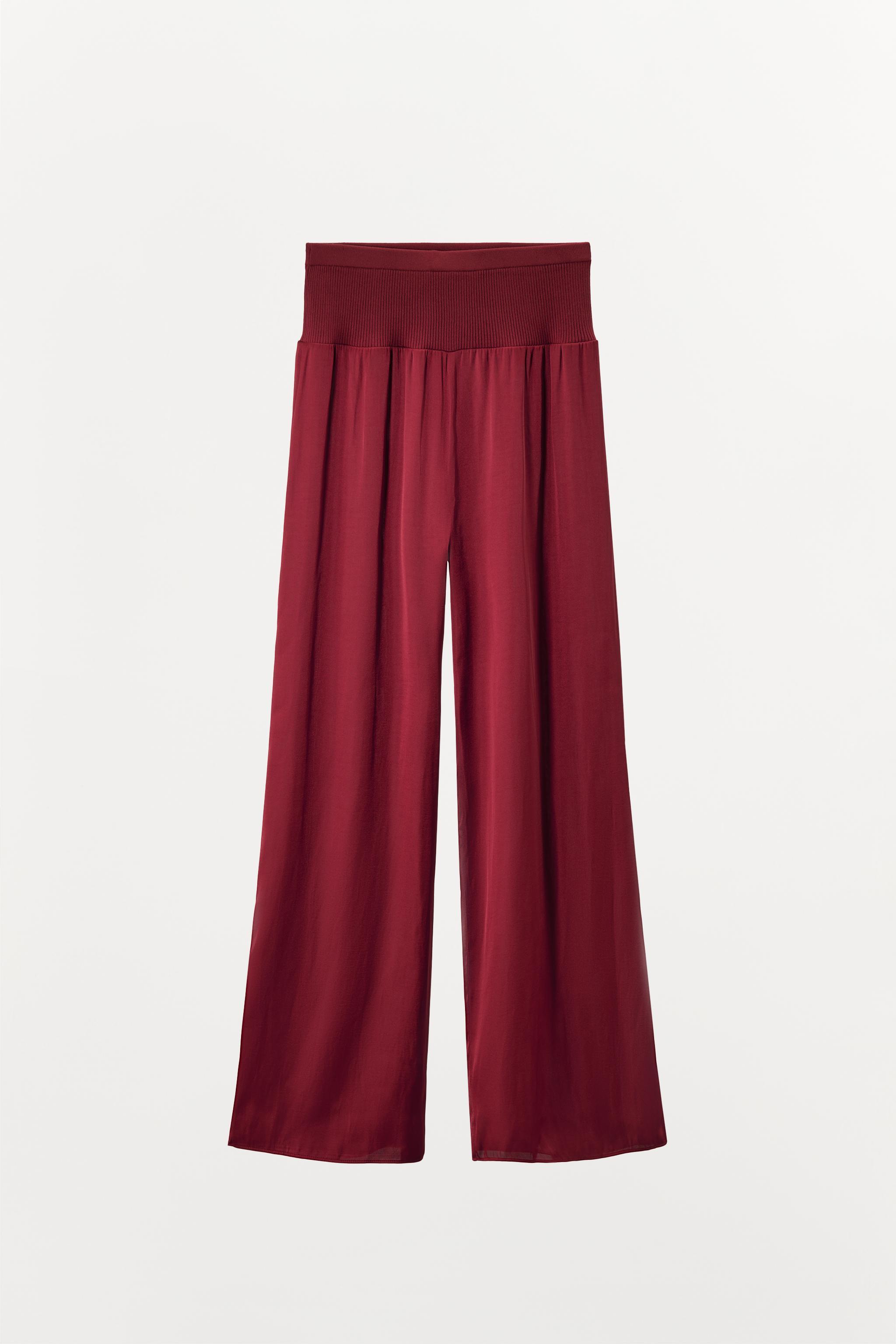 SATIN RIBBED PANTS Product Image