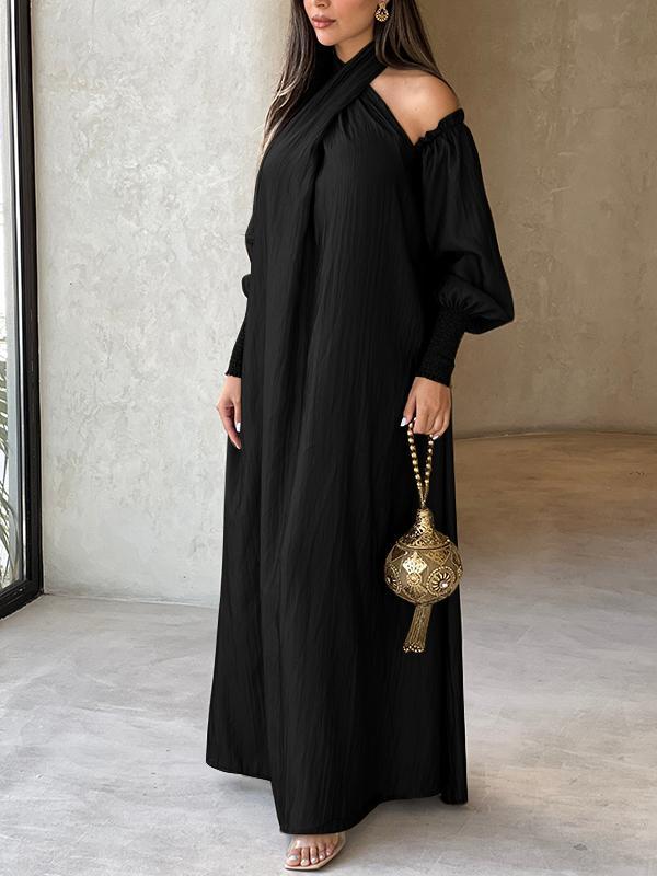 Loose Solid Color Long Sleeves Maxi Dresses Product Image