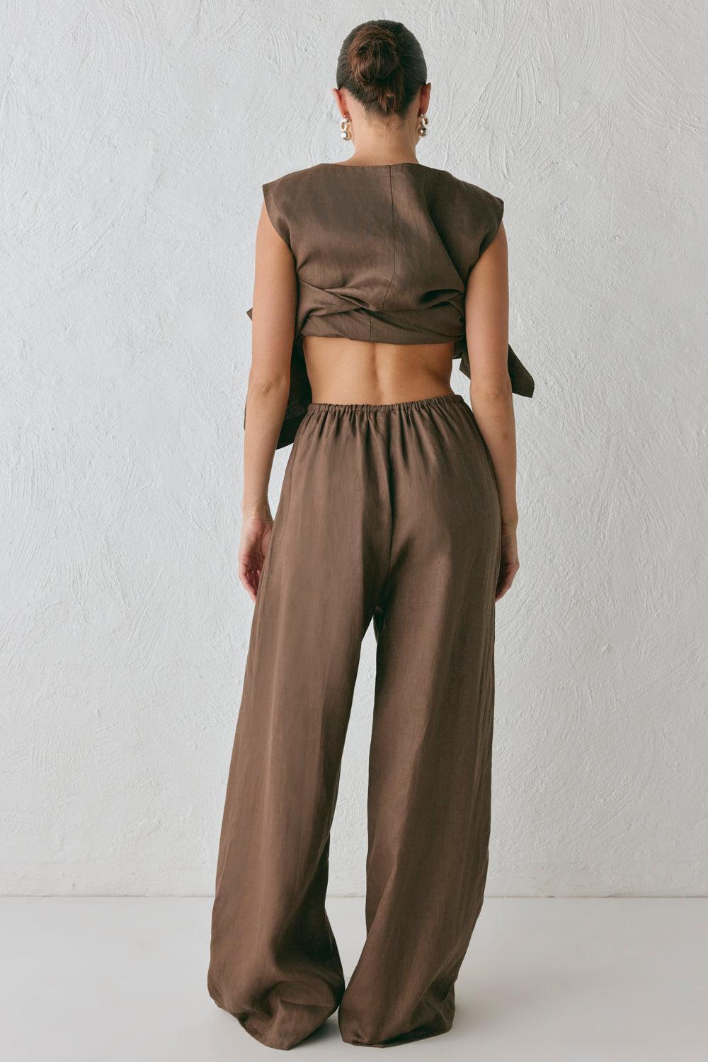 Aria Linen Vest Chocolate Product Image