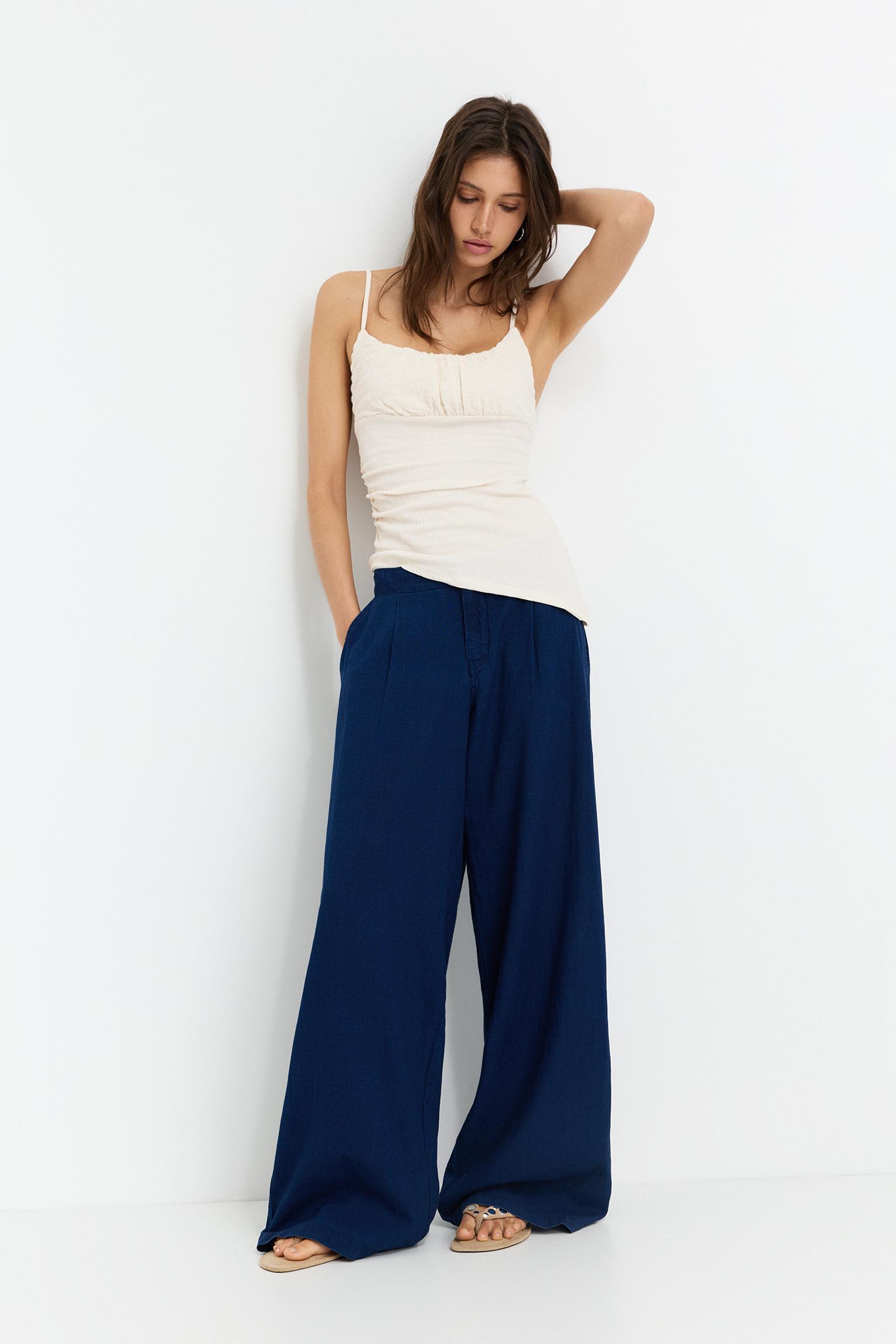 Asymmetric crepe top Product Image