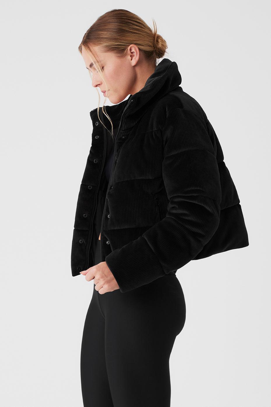 Ribbed Velour Gold Rush Puffer - Black Product Image