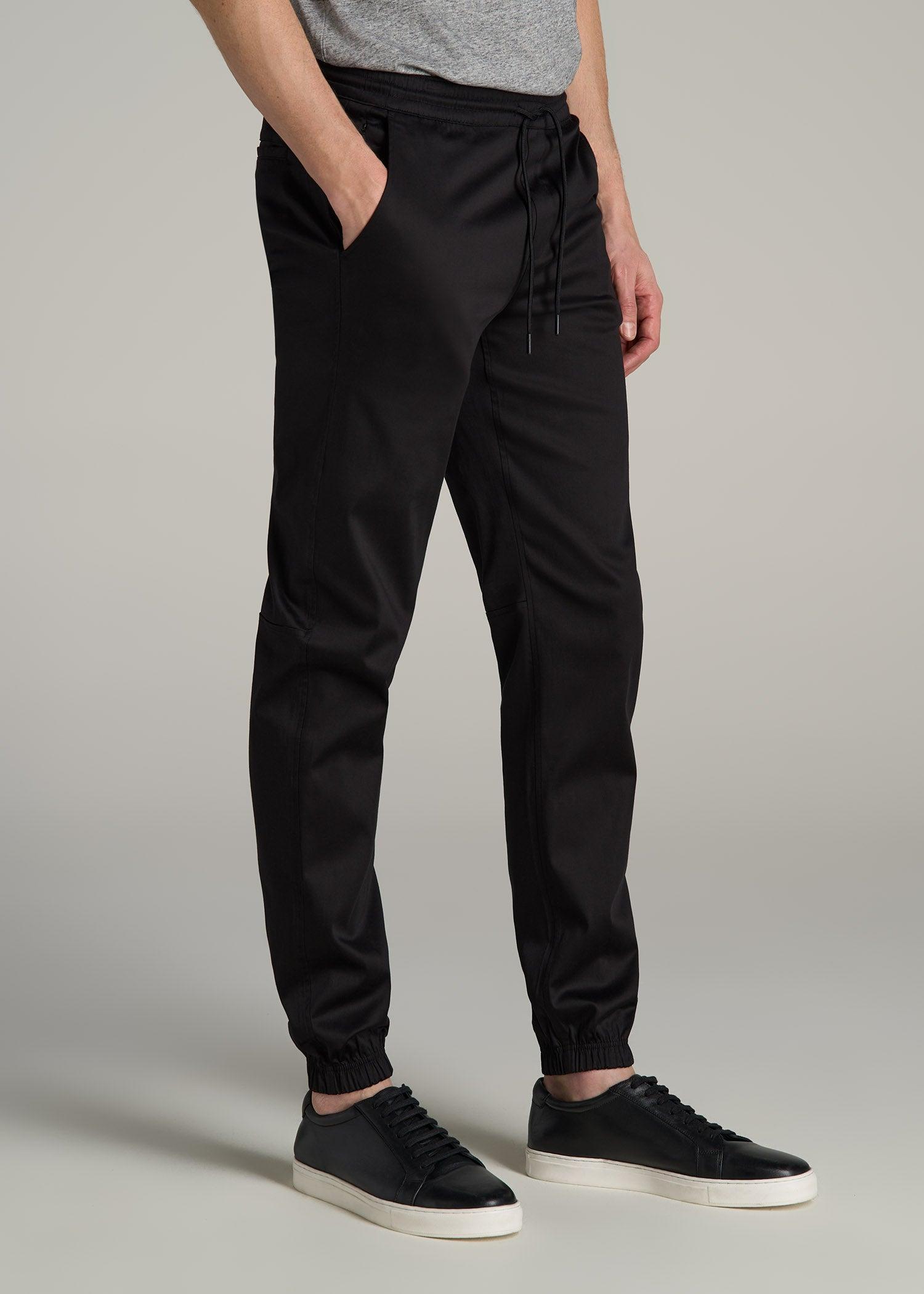 Stretch Twill Jogger Pants for Tall Men in Black Male Product Image