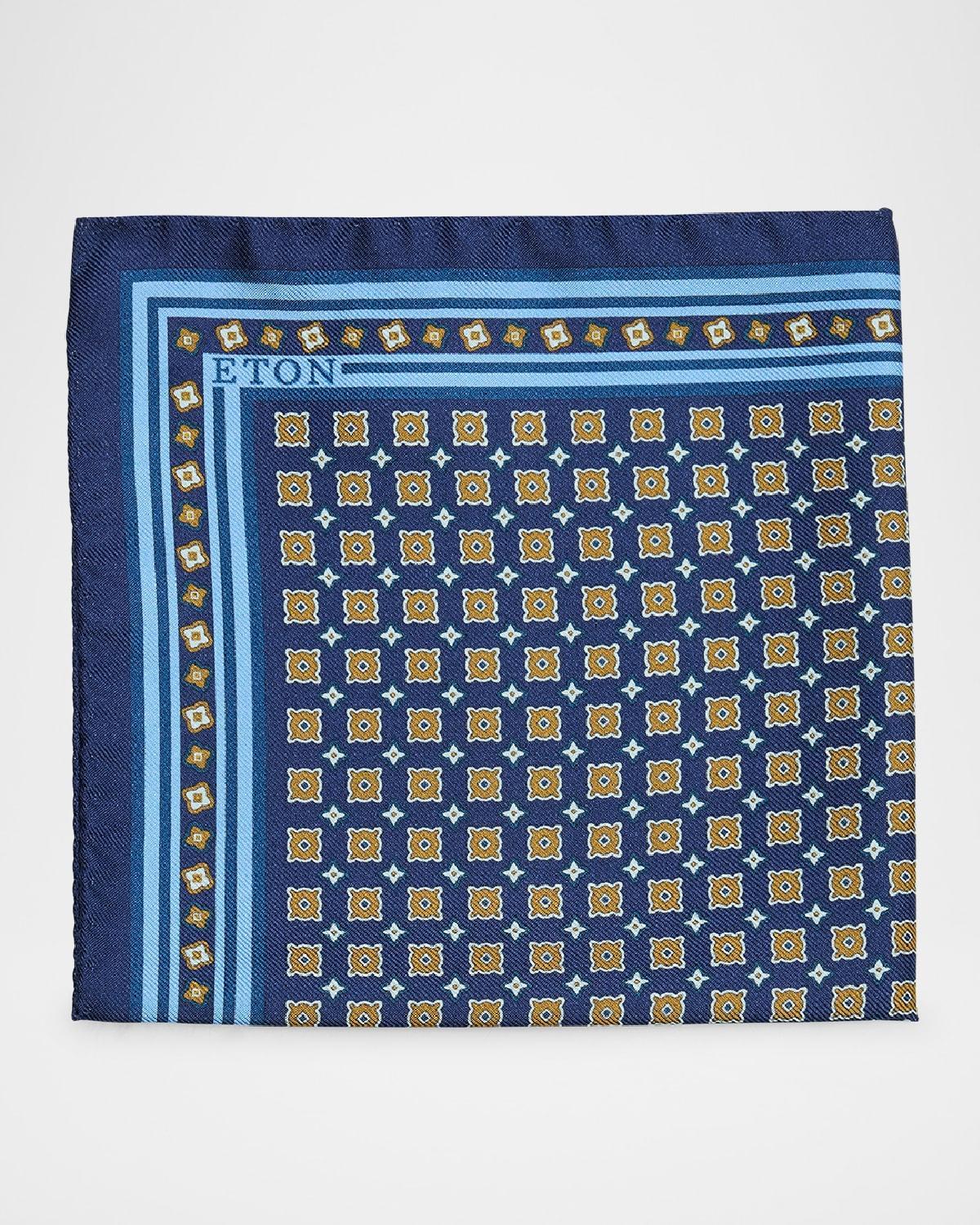 Men's Silk Twill Medallion Pocket Square Product Image