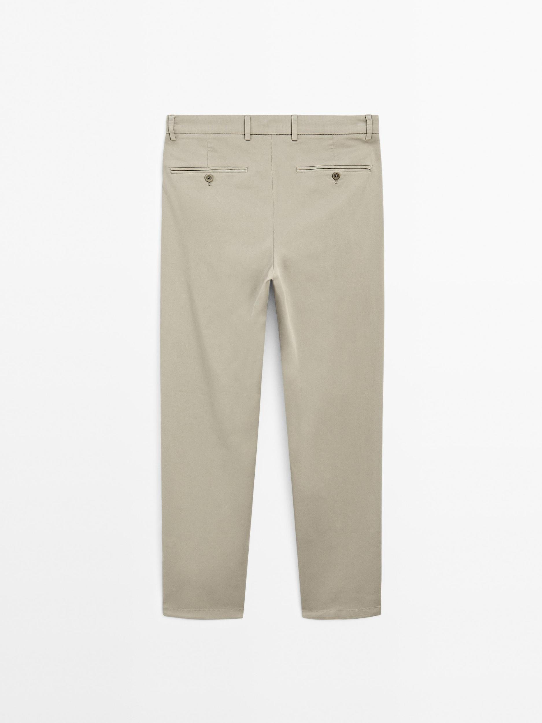 Cotton blend slim fit trousers Product Image