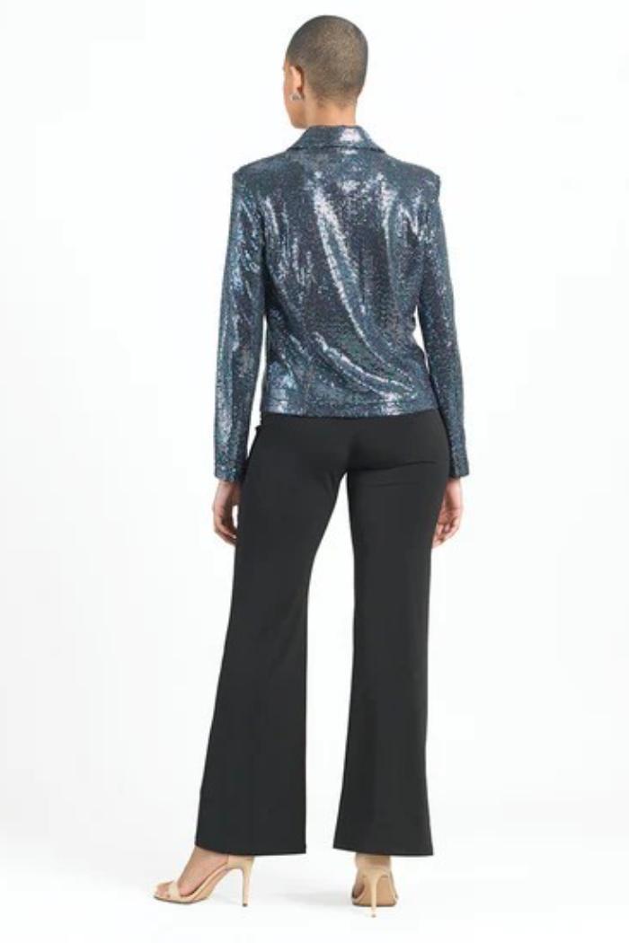 Shimmer Button Knit Jacket with Modern Lapel Product Image