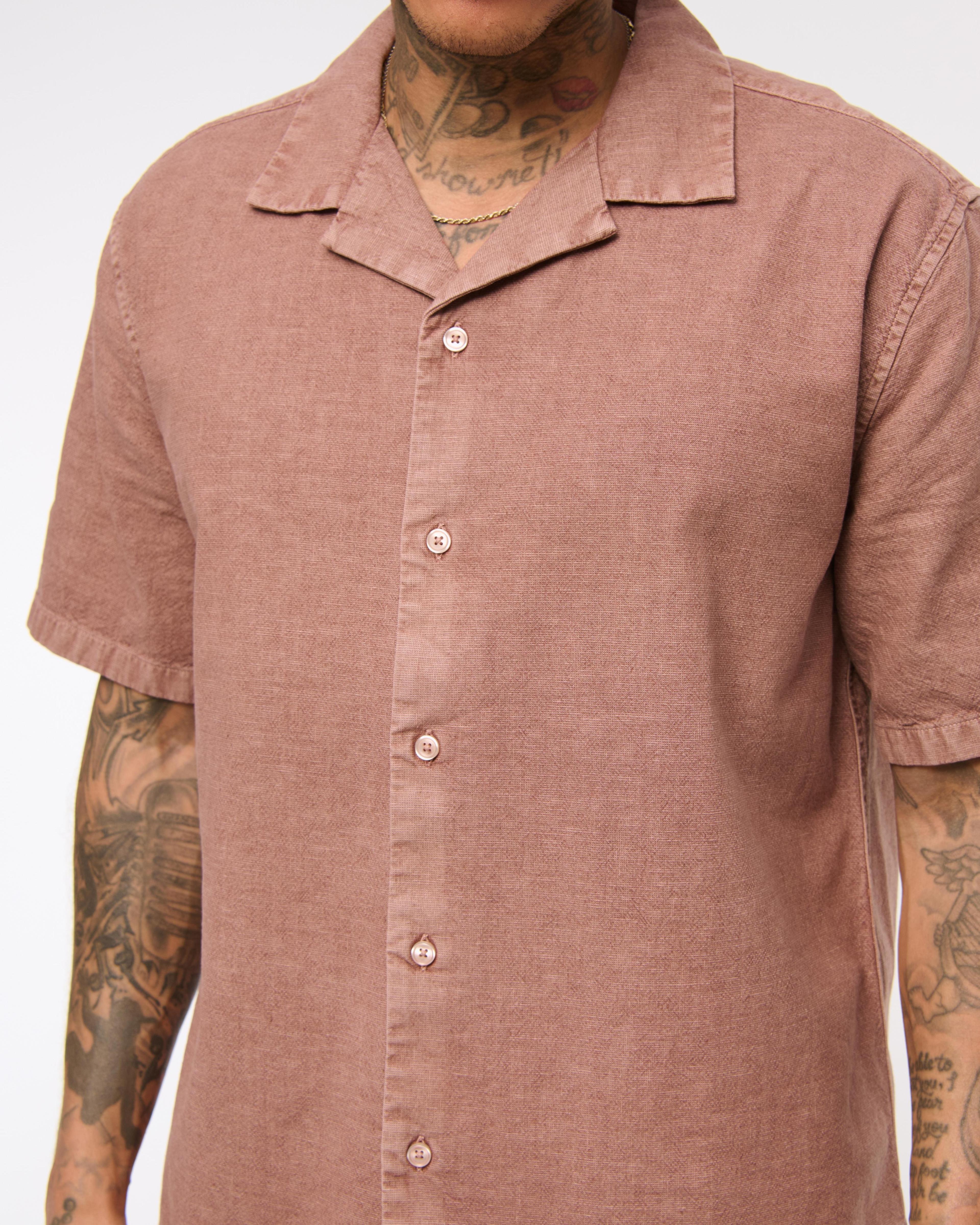 Camp Collar Summer Linen-Blend Shirt Product Image