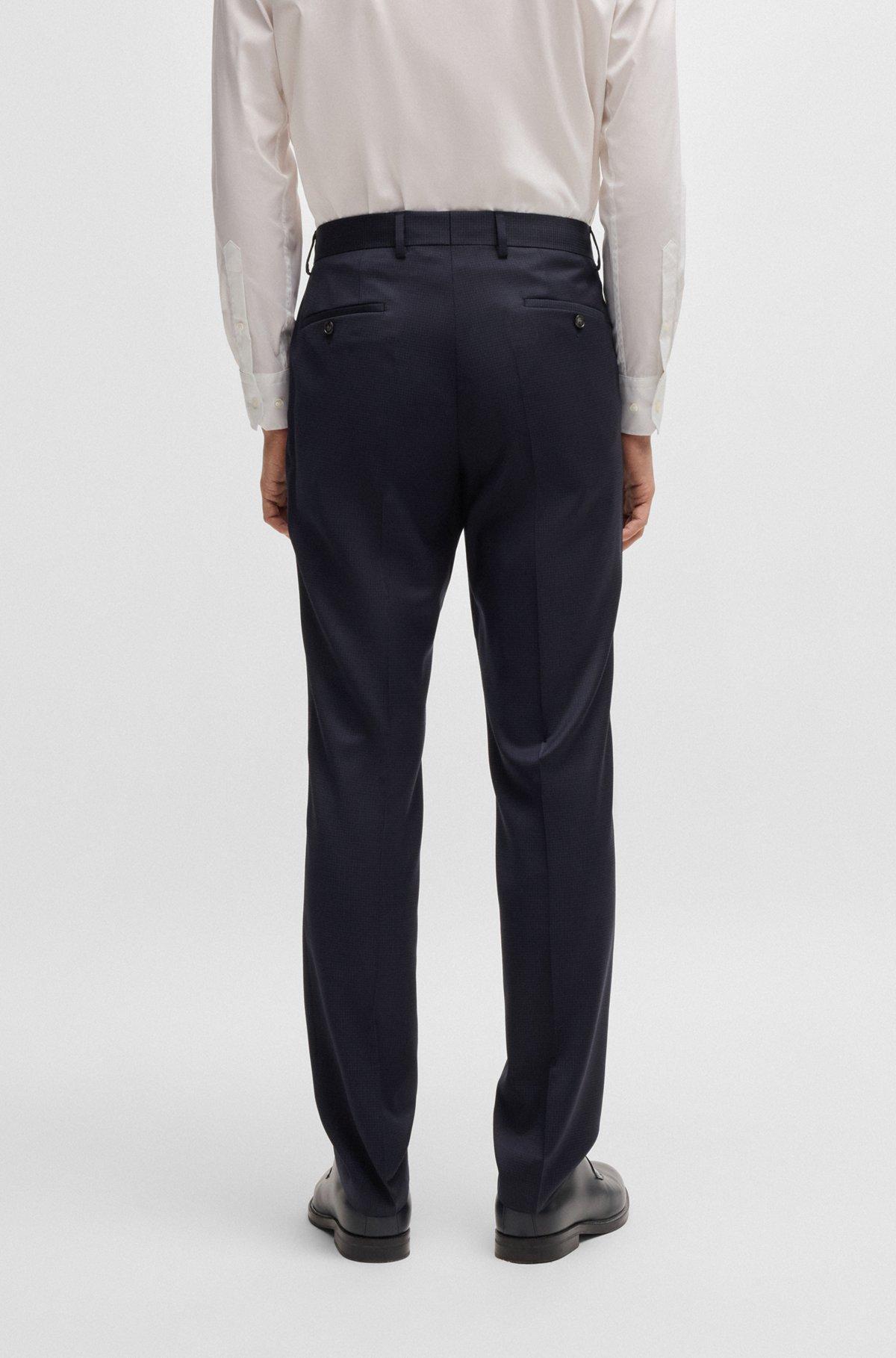 BOSS - Slim-fit three-piece suit in patterned wool - Dark Blue Product Image