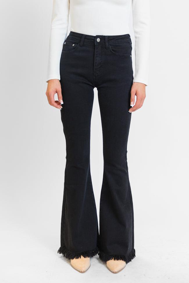 Maren Black Wash Stretchy Flare Jeans Product Image