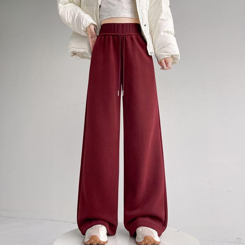 High Waist Plain Wide Leg Pants Product Image