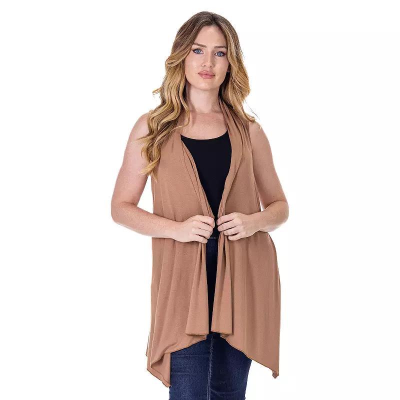 Women's 24Seven Comfort Apparel Draped Open Front Sleeveless Cardigan Vest,  Product Image