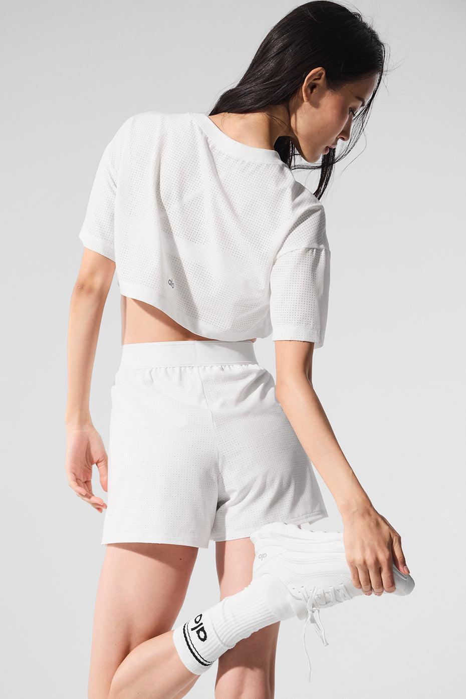 Mesh Cropped Mirage Tee - White Product Image