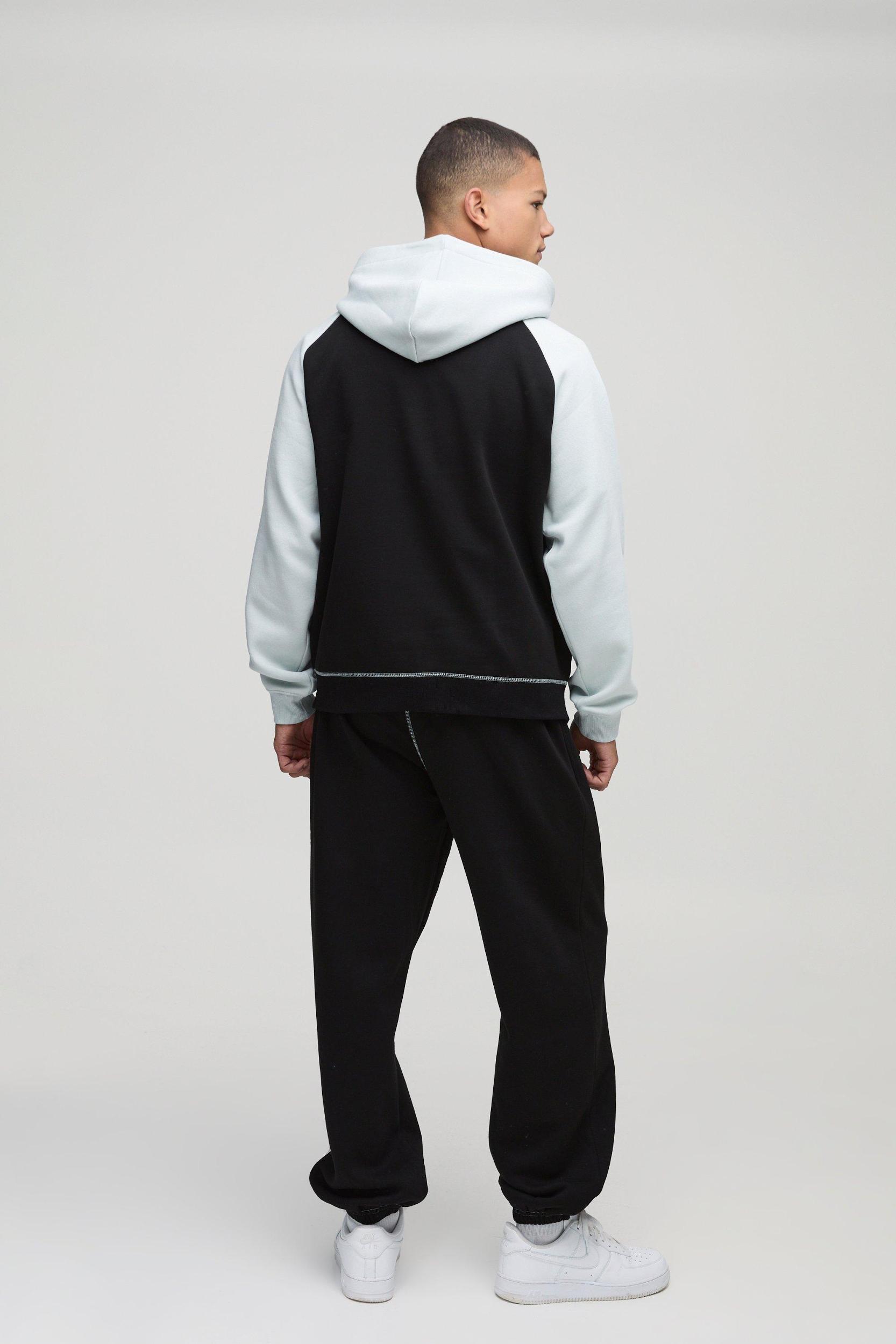 Oversized Man Colour Block Zip Hooded Tracksuit | boohooMAN USA Product Image