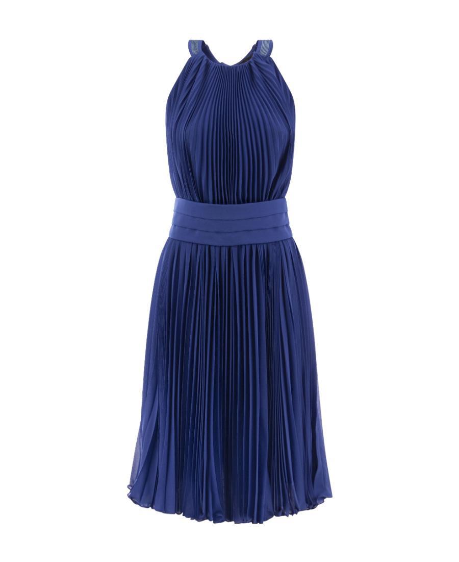 MAX MARA Sleeveless Pleated Dress In Blue Product Image