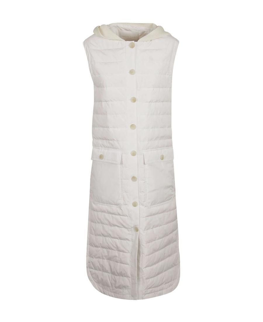 FABIANA FILIPPI Long Quilted Vest In White Product Image