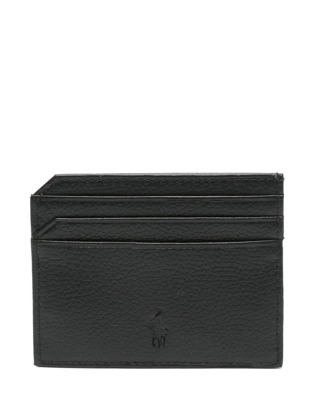 POLO RALPH LAUREN Grained Leather Card Holder In Black Product Image