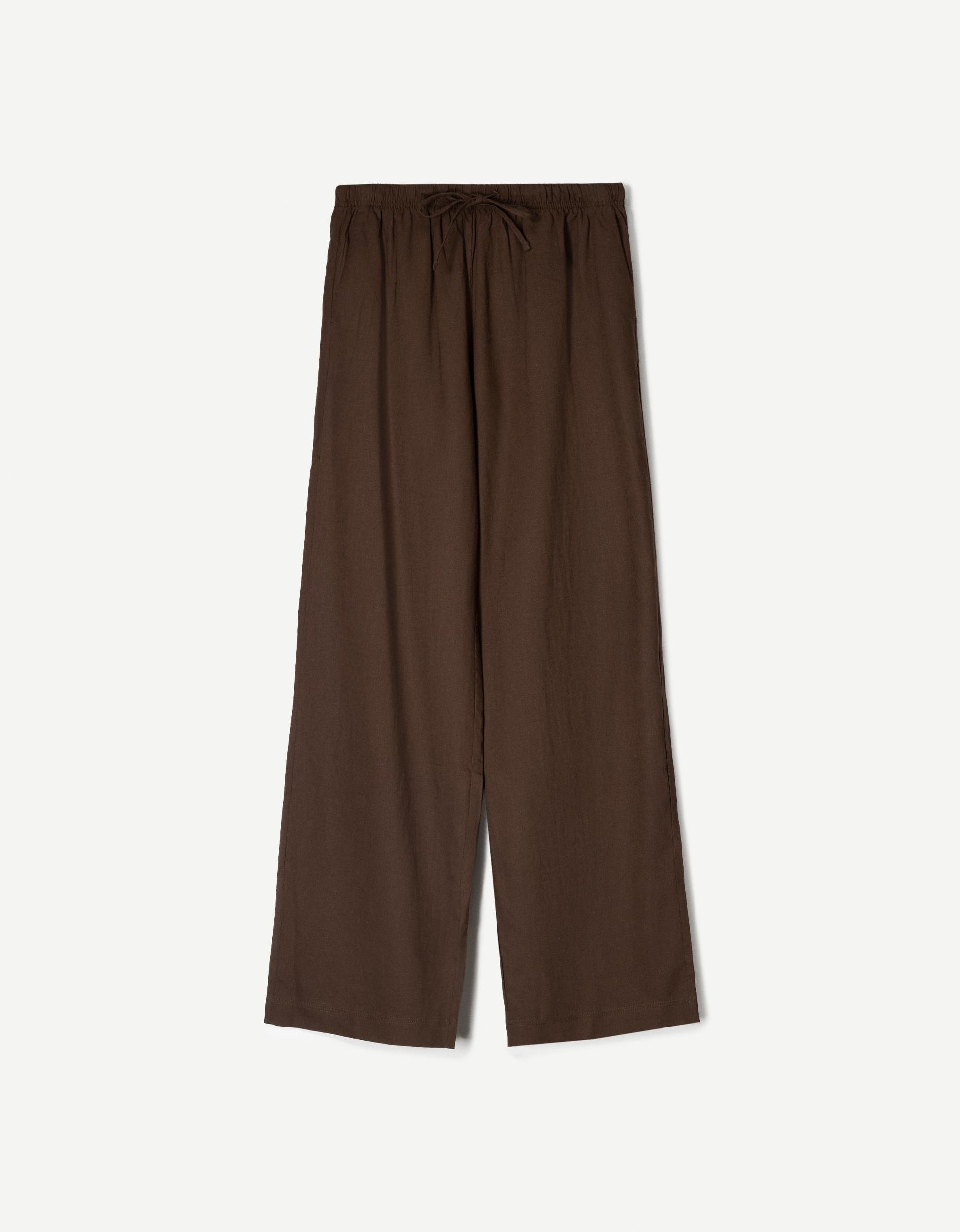 Linen blend pants with an elastic waistband Product Image