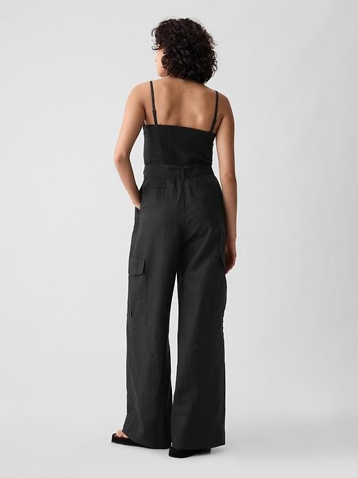 Linen-Cotton Cargo Jumpsuit Product Image