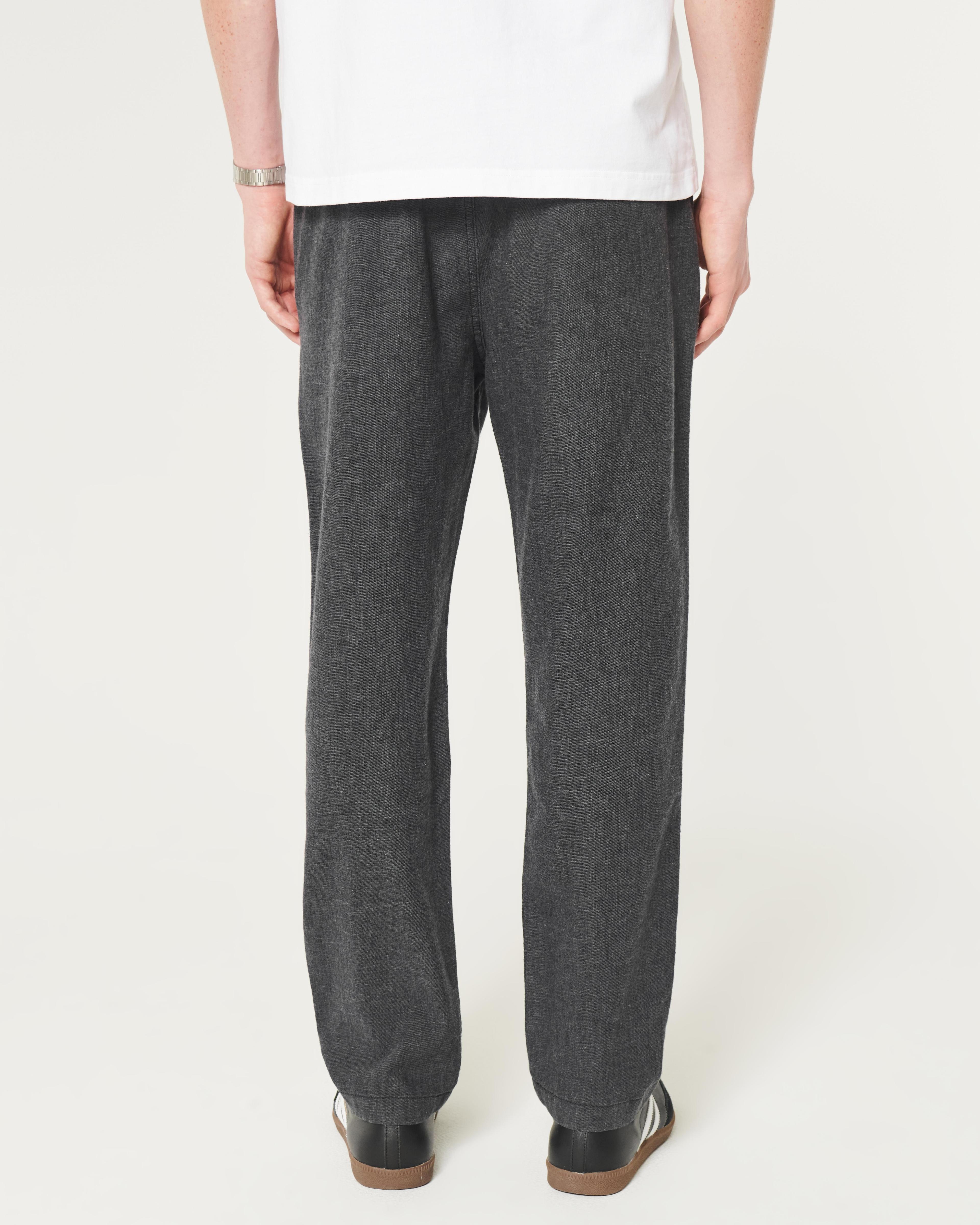 Slim Straight Linen-Blend Pull-On Pants Product Image