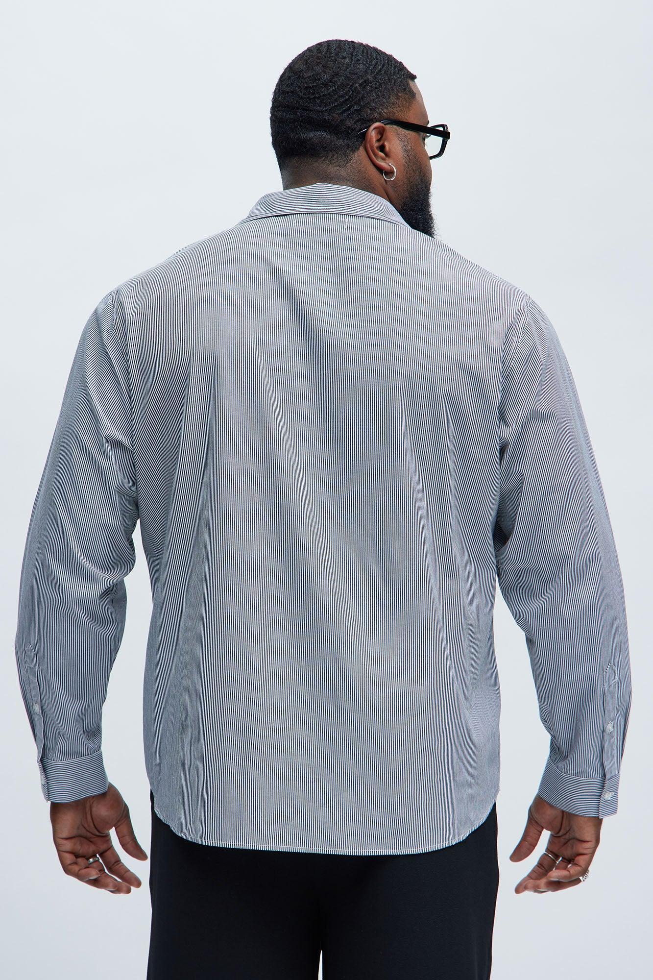 Long Sleeve Striped Shirt - Black Product Image