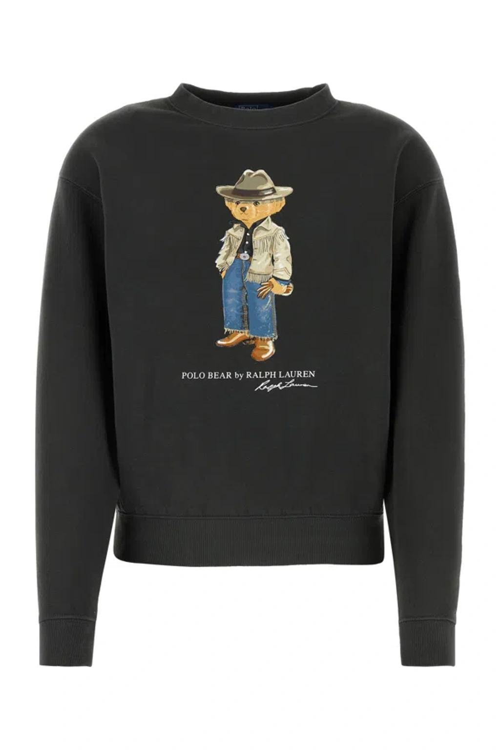 POLO RALPH LAUREN Polo Bear Print Crewneck Sweatshirt In Black Product Image