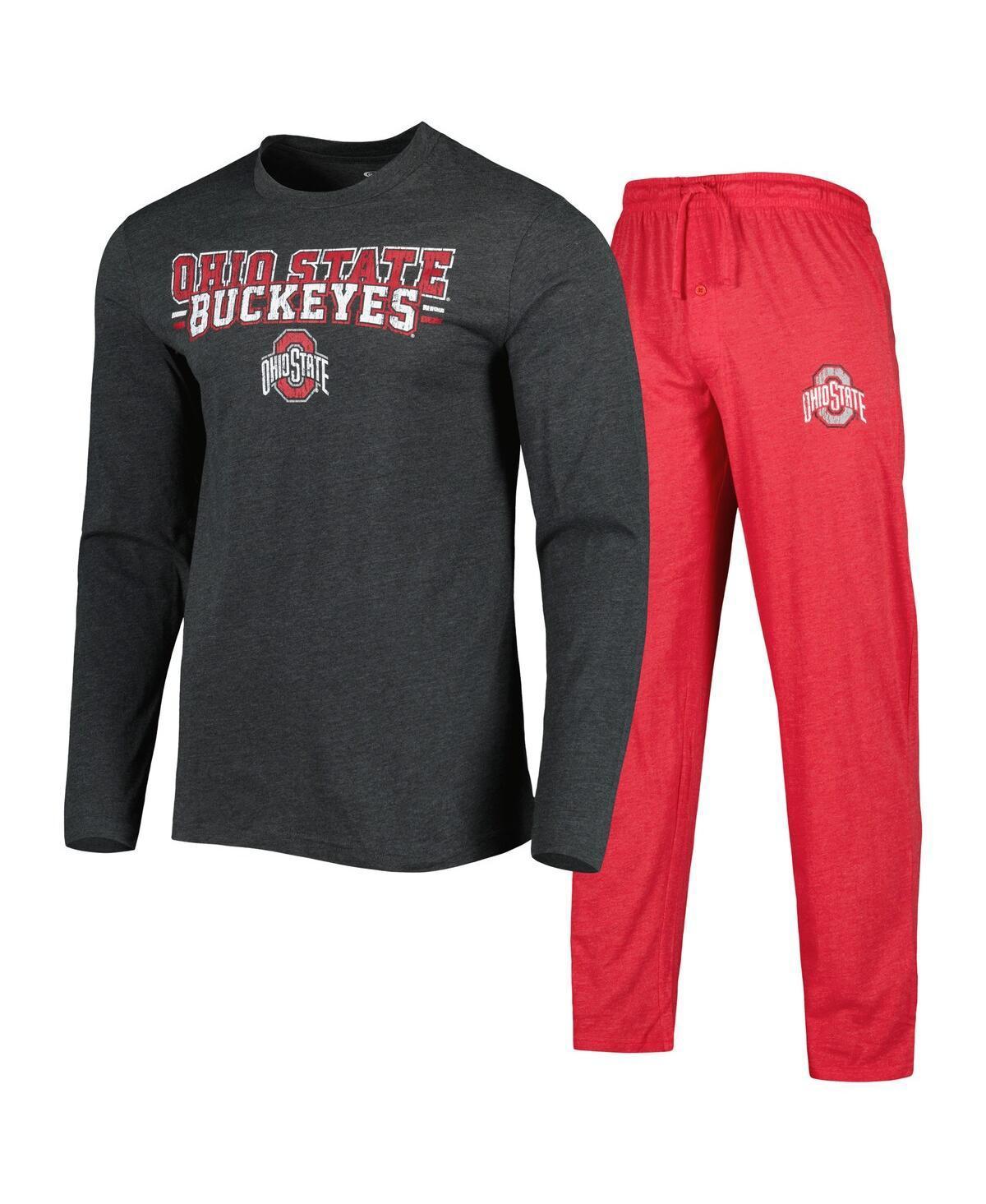 Mens Concepts Sport Scarlet/Heathered Charcoal Ohio State Buckeyes Meter Long Sleeve T-Shirt & Pants Sleep Set Product Image