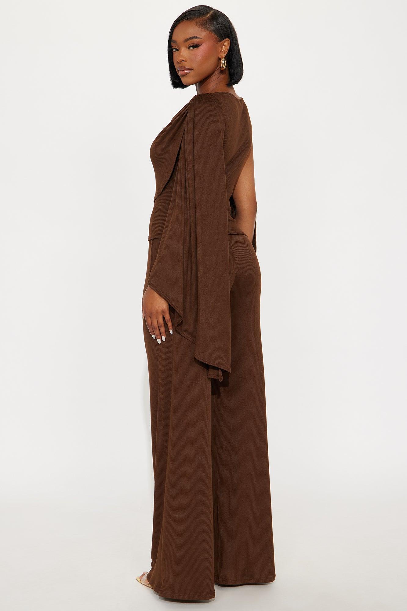 Everly Draped Pant Set - Chocolate Female Product Image