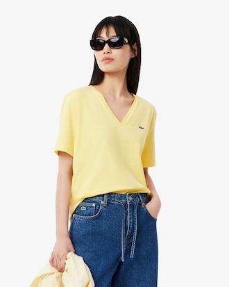 Relaxed Fit Soft Cotton V Neck T-shirt Product Image