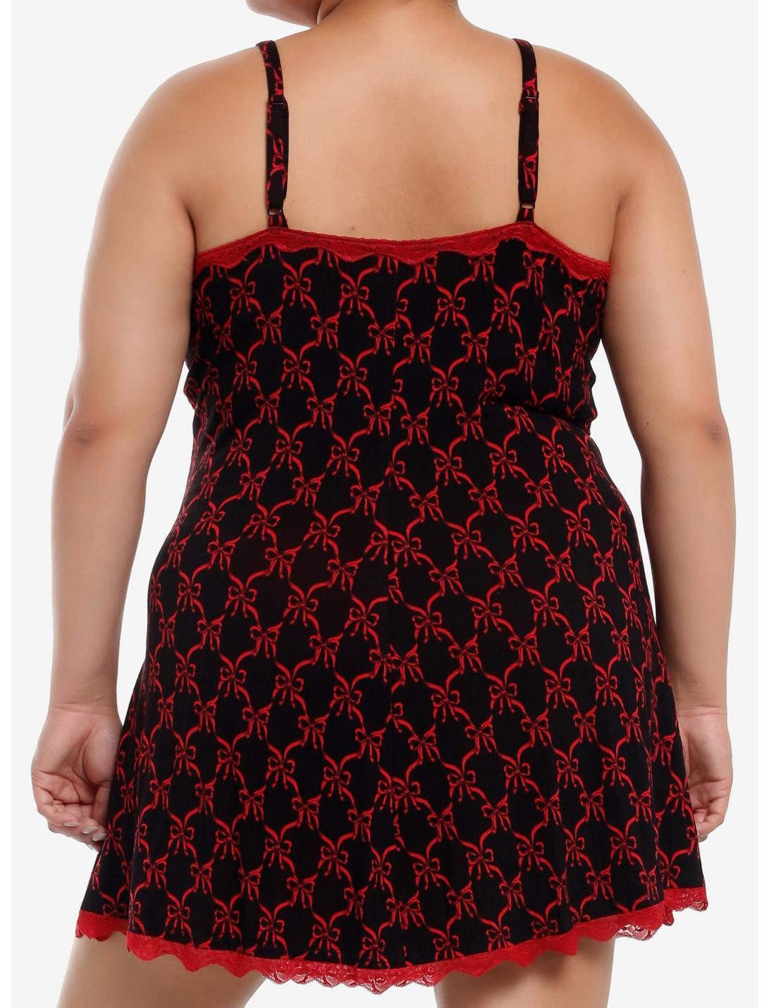 Social Collision Red Bow & Lace Black Cami Dress Plus Size Product Image