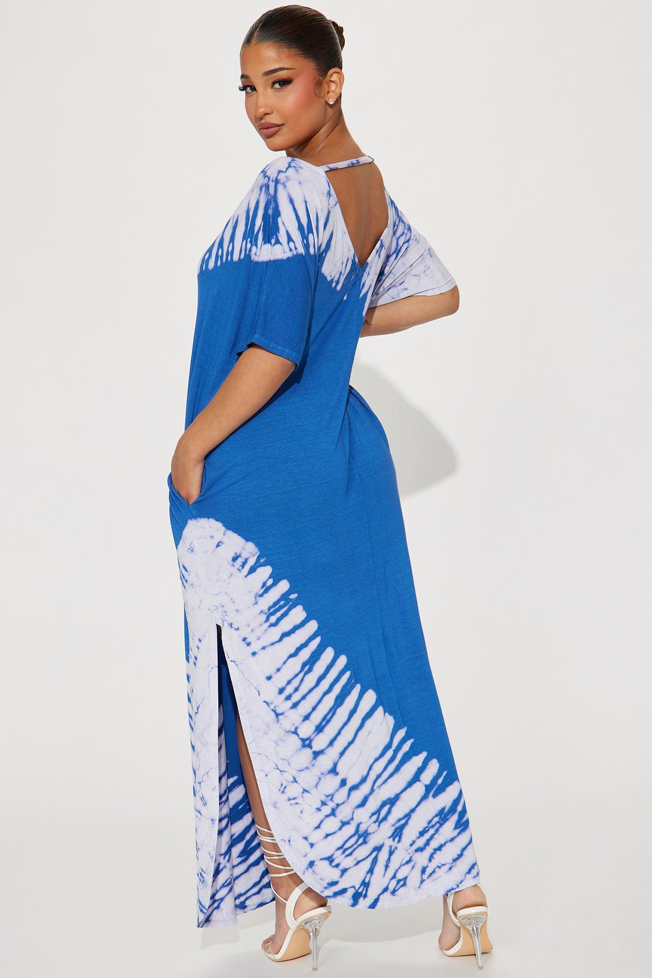 Delilah Tie Dye Maxi Dress - Blue Product Image