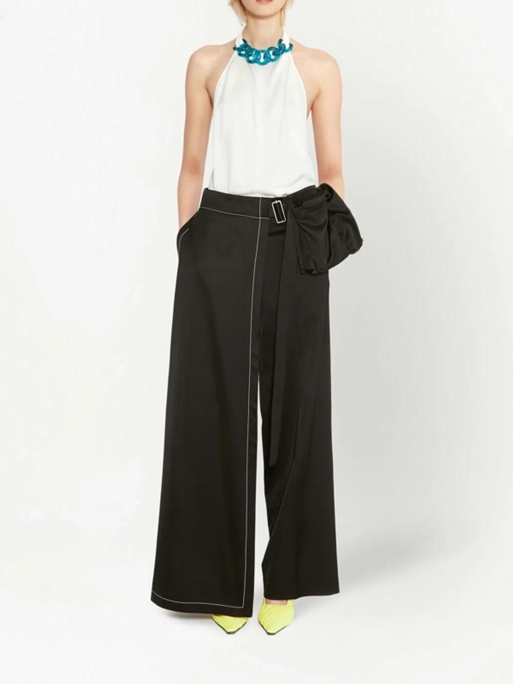 JW ANDERSON Chain-embellished Gabardine Halterneck Top In Off White Product Image