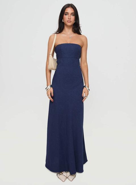 Yahir Strapless Maxi Dress Navy Product Image