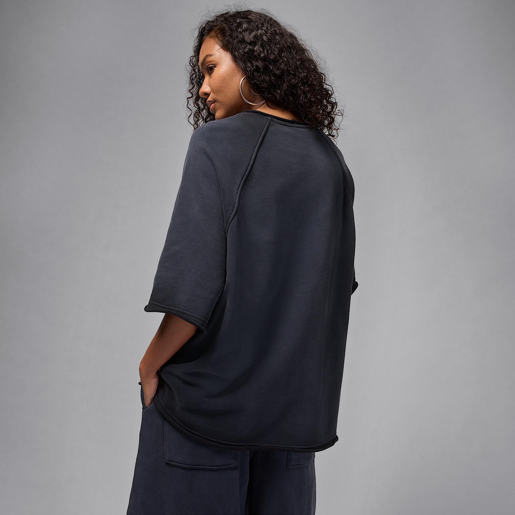 Womens Jordan Flight Fleece Oversized Short-Sleeve French Terry Top | IB9850-017 Product Image