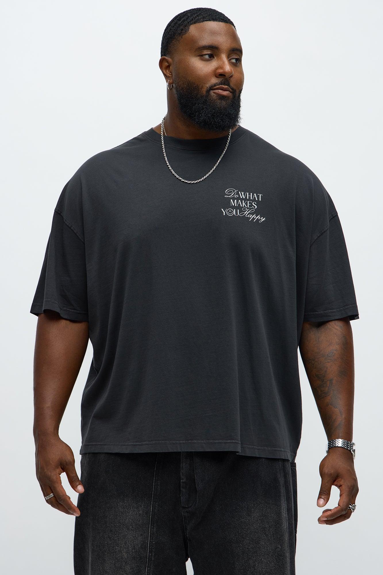 Do What Makes You Happy Oversized Short Sleeve Tee - Black Wash Male Product Image