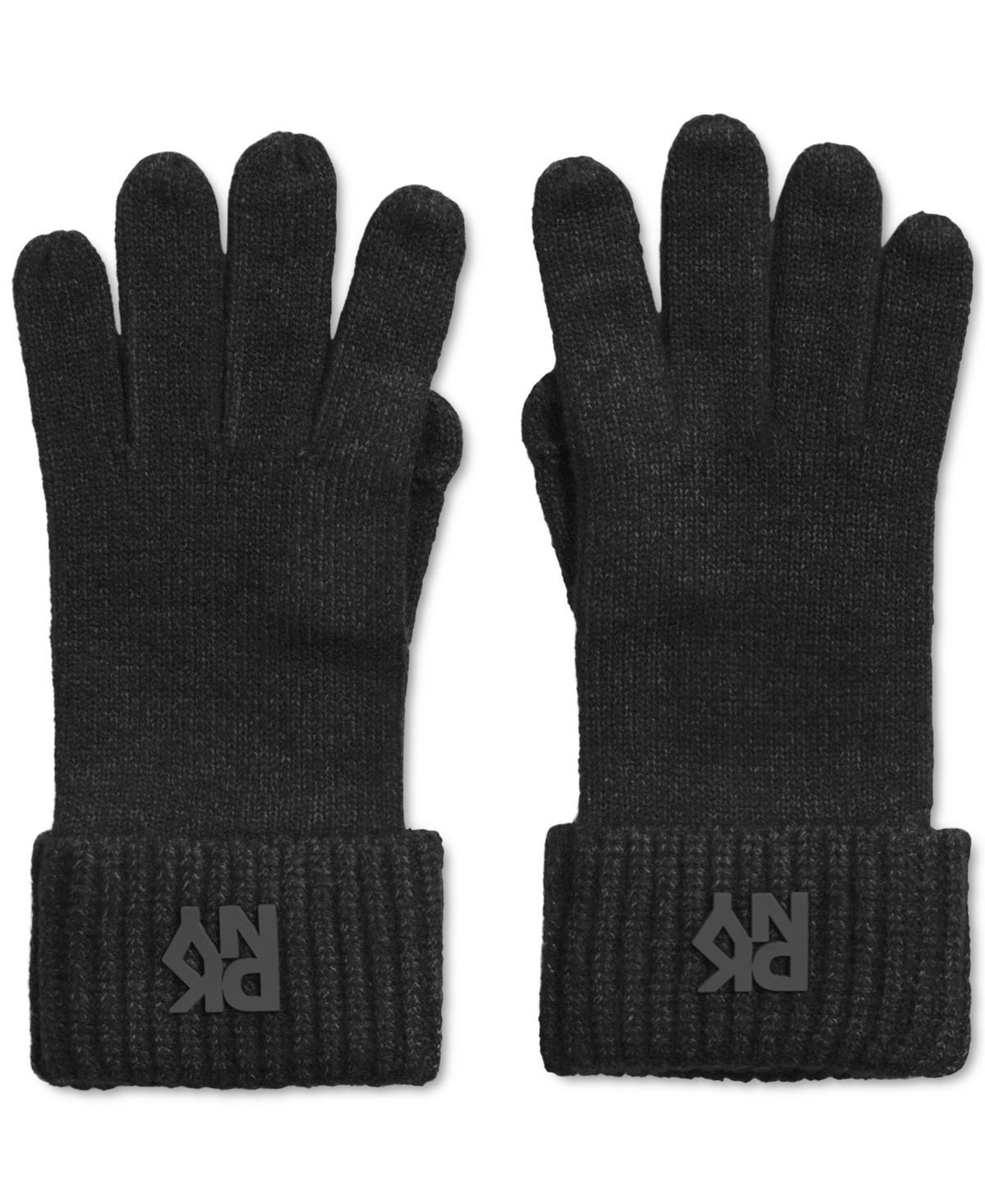 Dkny Womens Ribbed Logo Patch Gloves Product Image