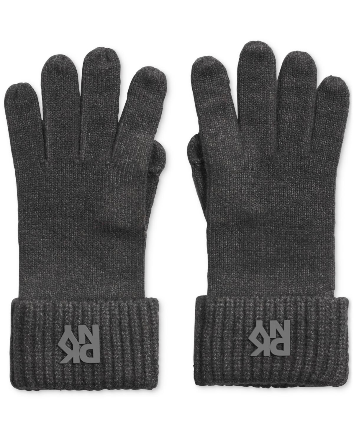 Dkny Womens Ribbed Logo Patch Gloves Product Image